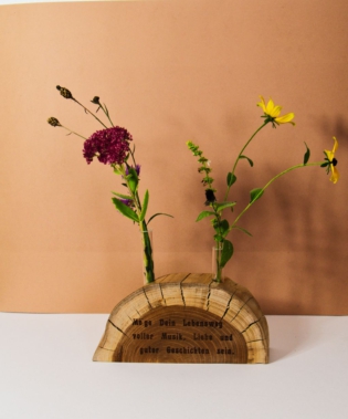 Holzvase für 2 Reagenzgläser